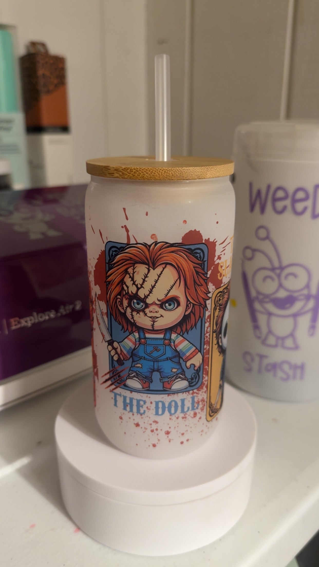 Horror Villains 16 oz Frosted Glass
