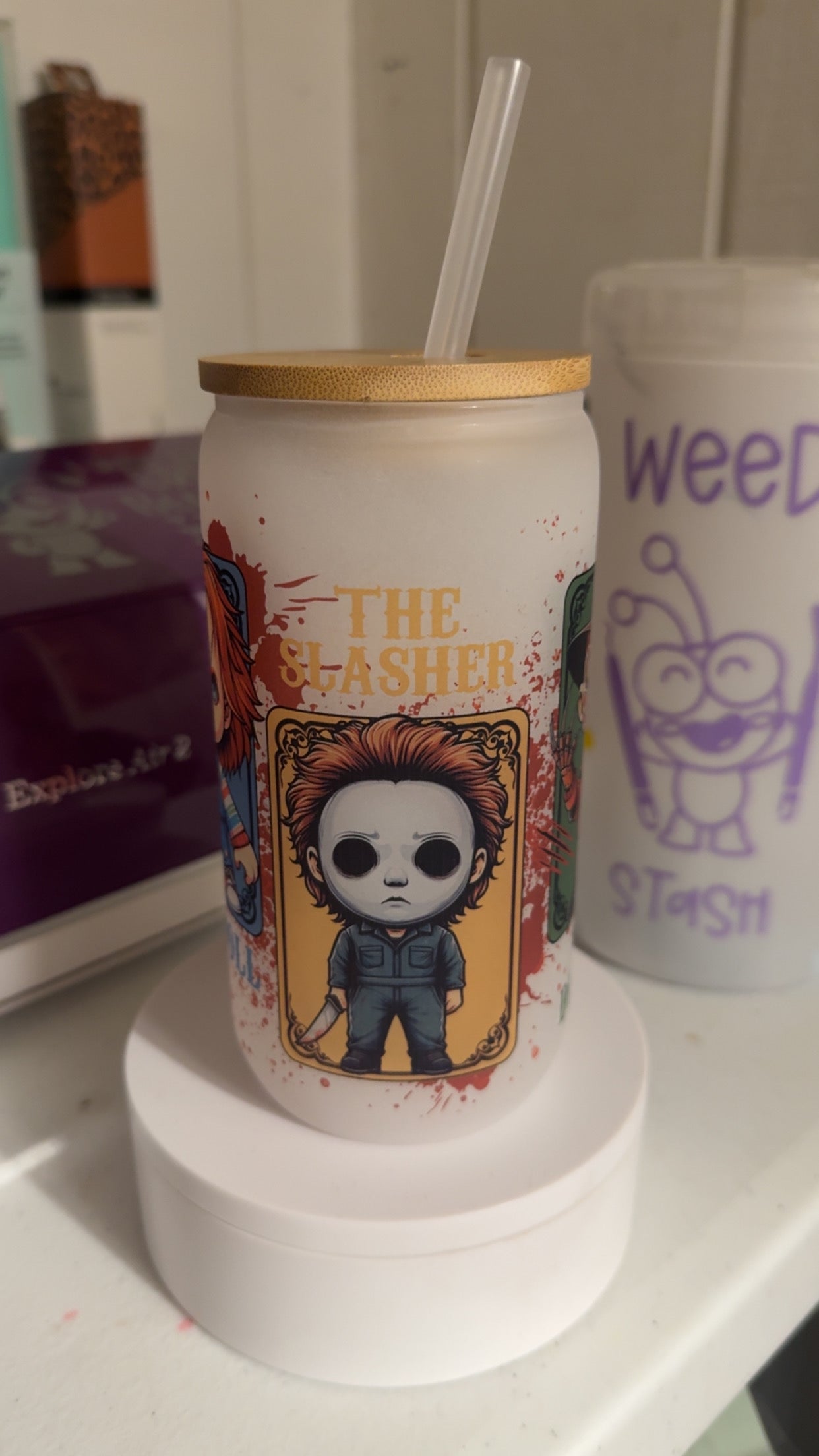 Horror Villains 16 oz Frosted Glass