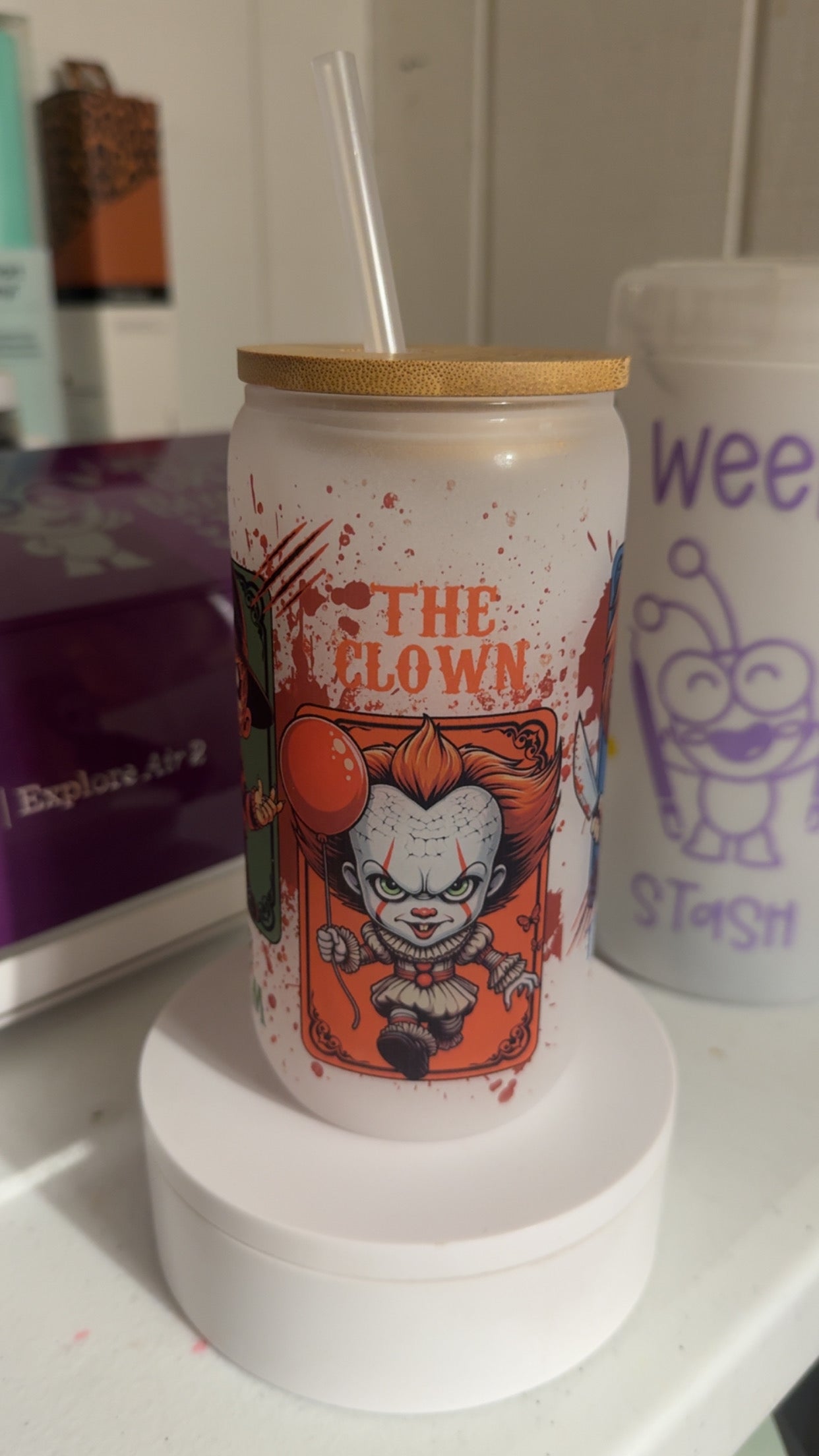 Horror Villains 16 oz Frosted Glass