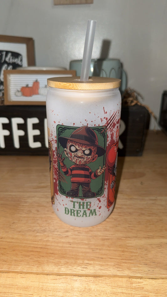 Horror Villains 16 oz Frosted Glass